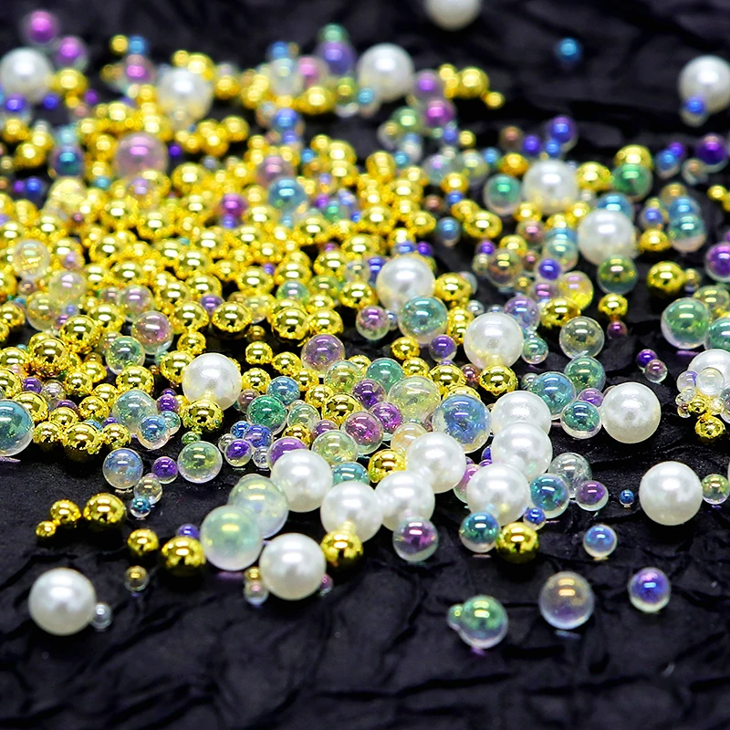 Iridescent Glitter Bubble Ball Tiny Glass Beads For UV Epoxy Resin Shaker Filler Silicone Mold Fillings DIY Accessories Nail Art