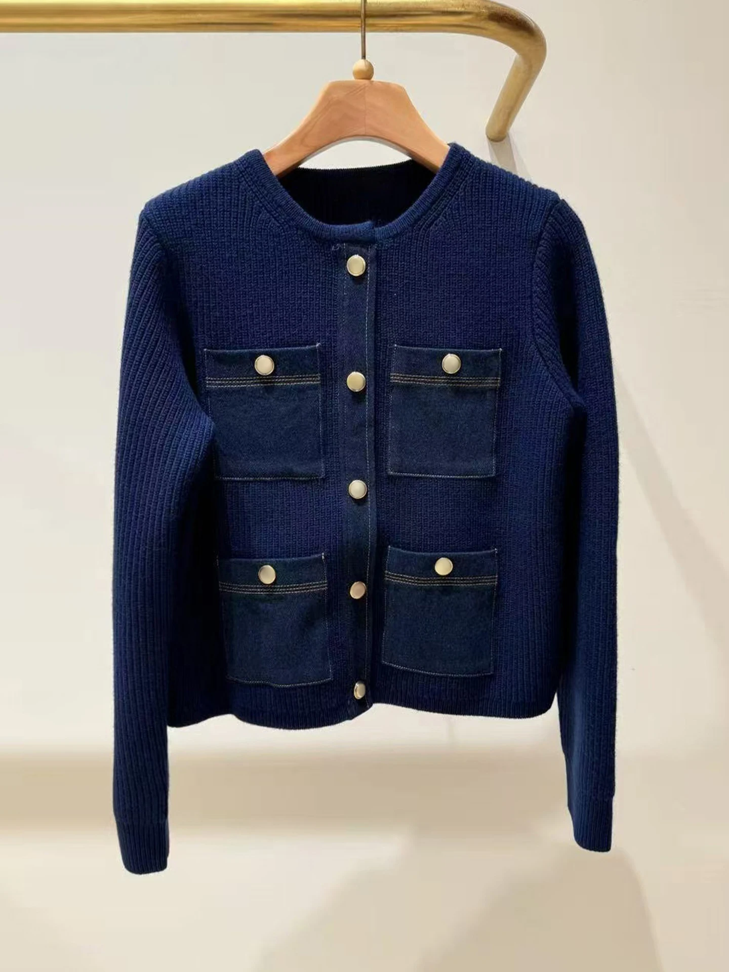 

S Home South Oil Высококачественное женское повседневное вязаное джинсовое пальто с открытым кардиганом Универсальное осеннее новое поступление для поездок на работу Sle