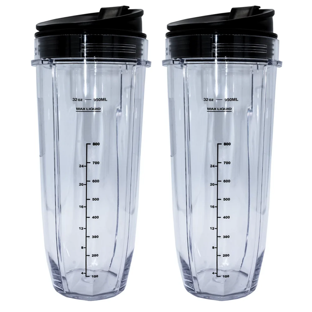 32OZ Cup with Sip N Seal Lids Compaible with Nutri Ninja Auto-iQ 1000W and Duo Blenders - Premium Blender Cups (2 Pack)