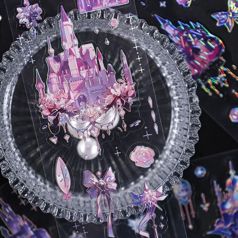 DIY Crafts City of Sky Series Sticker Shiny Decorative Holographic Laser Sticker PET Bling Aesthetic Collage Decals