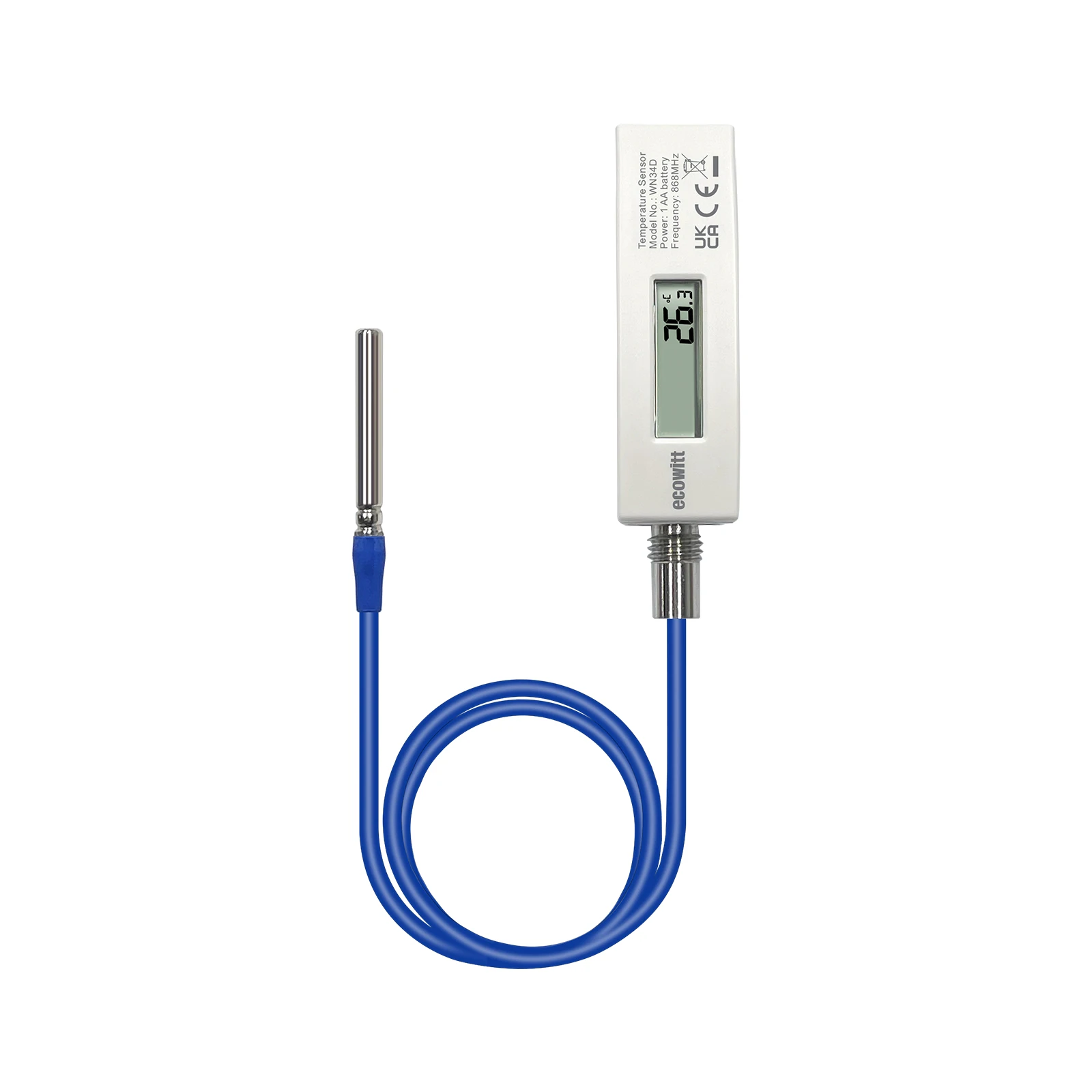 Imagem -02 - Ecowitt-termômetro com Display Lcd Sensor de Fio de Silicone Sensor de Temperatura para Piscina Lagoa 55 °c125 °c Wn34d 328ft 1m