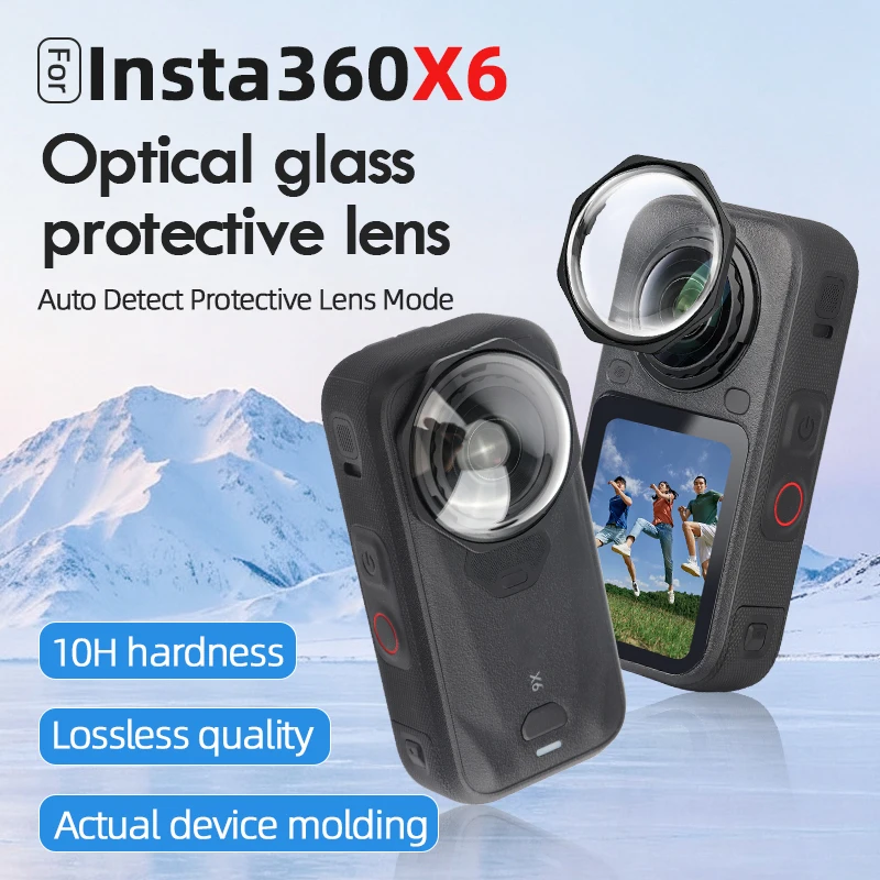 For Insta360 X6 Lens Guard Optical Glass 10H Hardness Anti Scratch Anti Fog Panoramic HD Coating Aluminum Frame Twist Lock