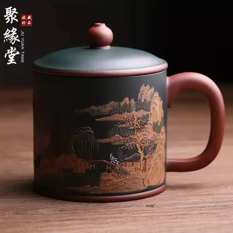 

Оригинальная чашка для дегустации и заваривания чая из исинской фиолетовой глины, модель Чуньсяо Цзяннань, полностью ручной работы известных мастеров, набор для чаепития Кунг-фу