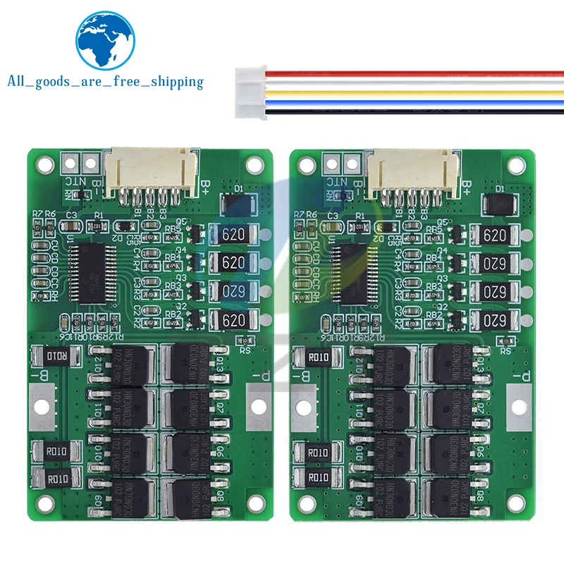 TZT BMS 4S 20A 3.2V 3.7V LiFePO4 / Lithium Battery Charge Protection Board 12.8V 14.4V 18650 32650 Battery Packs With Balanced