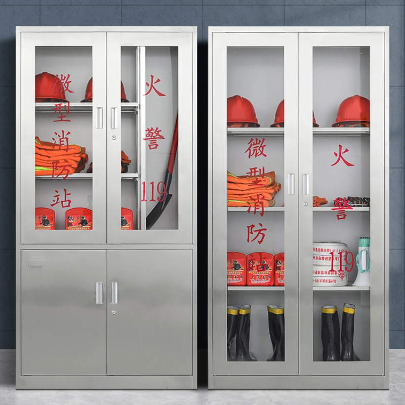 Stainless steel fire cabinet, emergency material full set of equipment cabinet, fire extinguisher storage cabinet, shopping mall