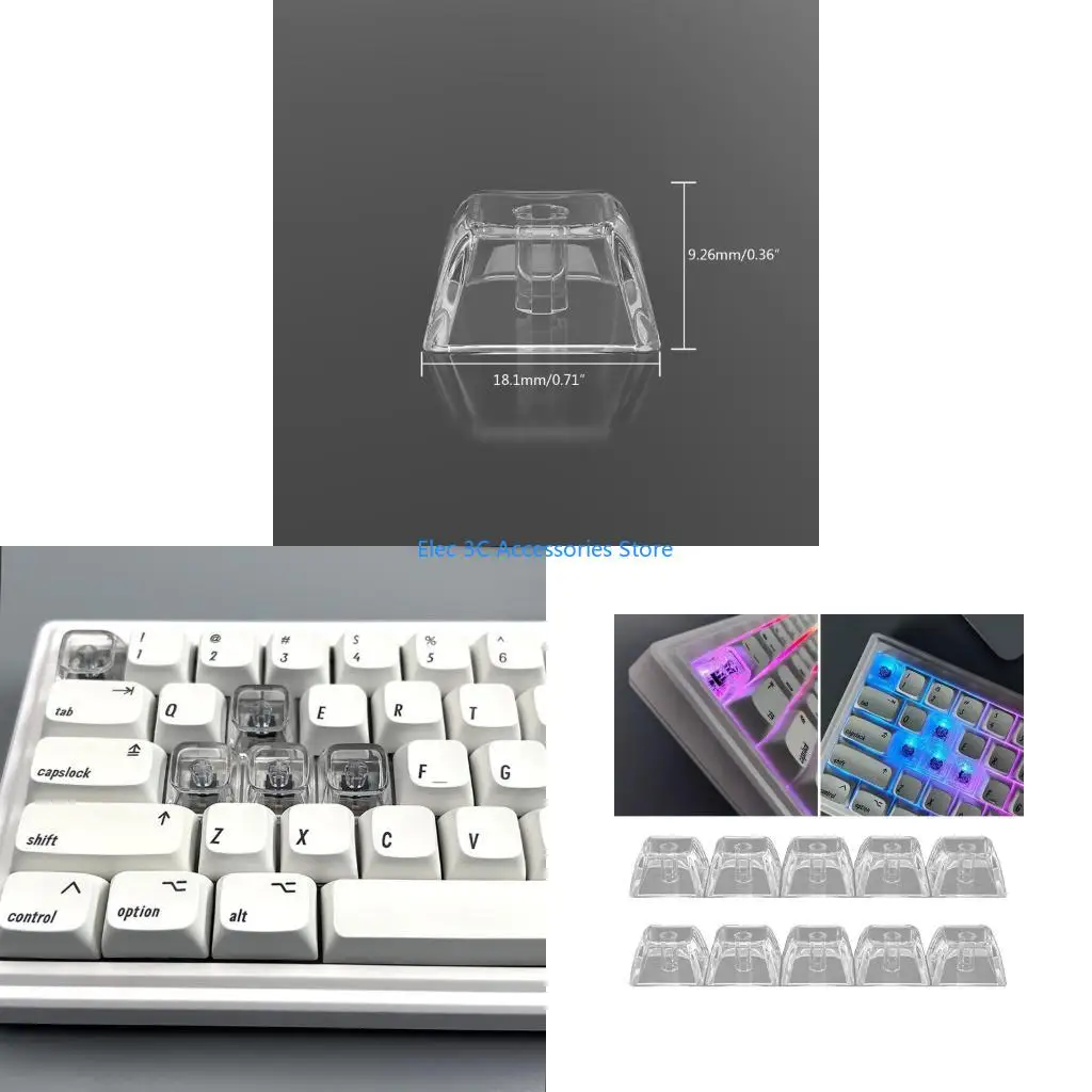 Y51A 20Pcs Transparents Blank Keycap Set 1U 1X XDA Profile Crystal Translucents Keycaps for Mechanical Keyboards