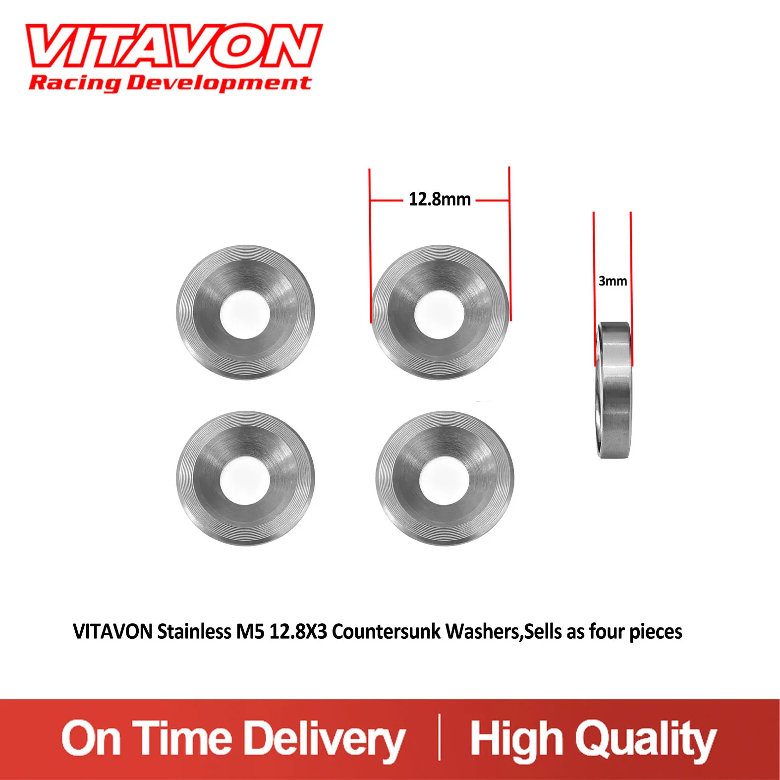 VITAVON Stainless M5 12.8X3 Countersunk Washers (4 Pieces/Pack)