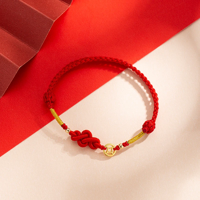 Handgefertigte geflochtene Imitation Zinnober Unendlichkeitssymbol-Armbänder für Damen und Herren, schlichtes rotes Seil, Pfirsichblüten-Transfer-Perlenarmband – Detail 16