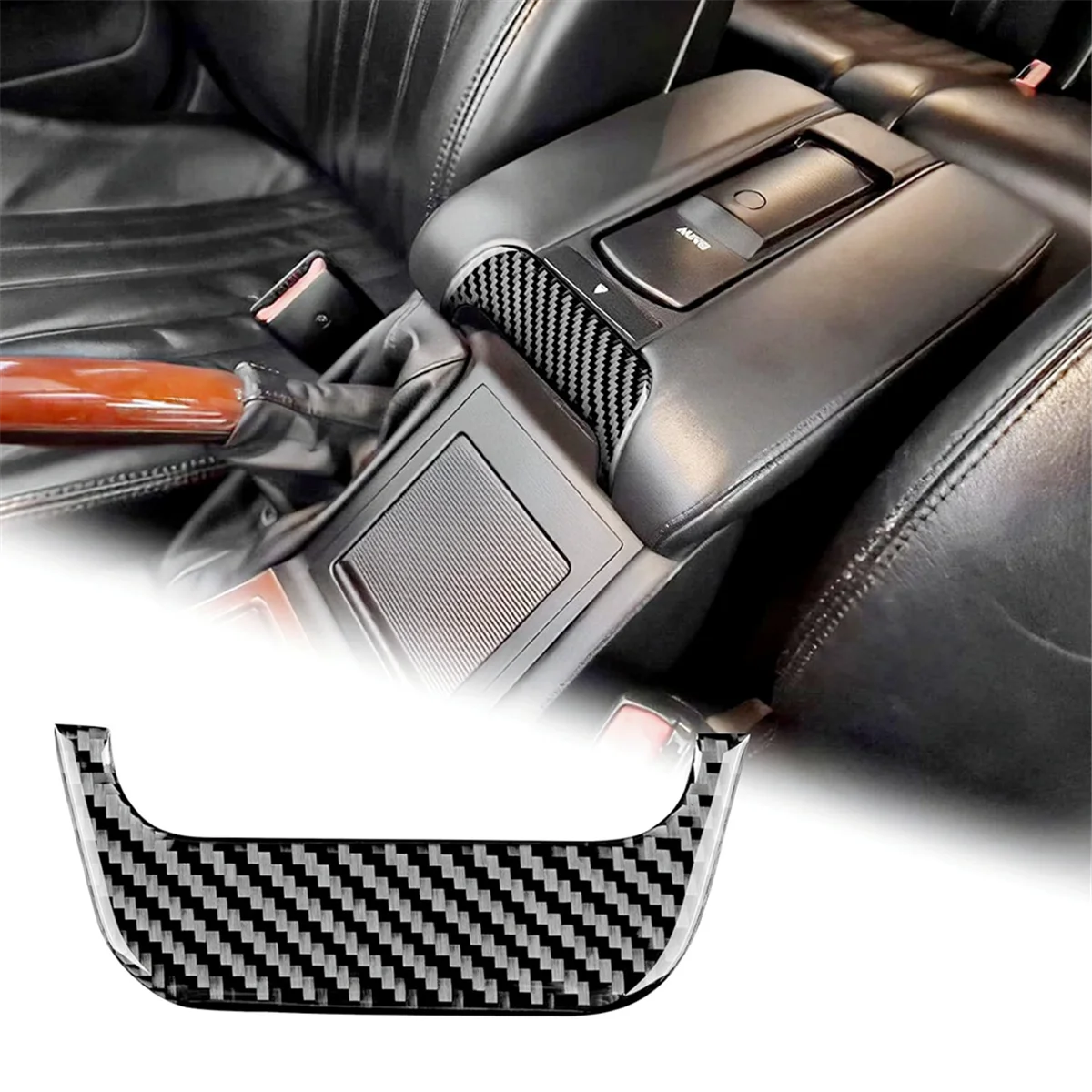 For BMW 5 Series E39 1998-2003 Soft Carbon Fiber Center Console Armrest Box Handle Cover Trim Interior