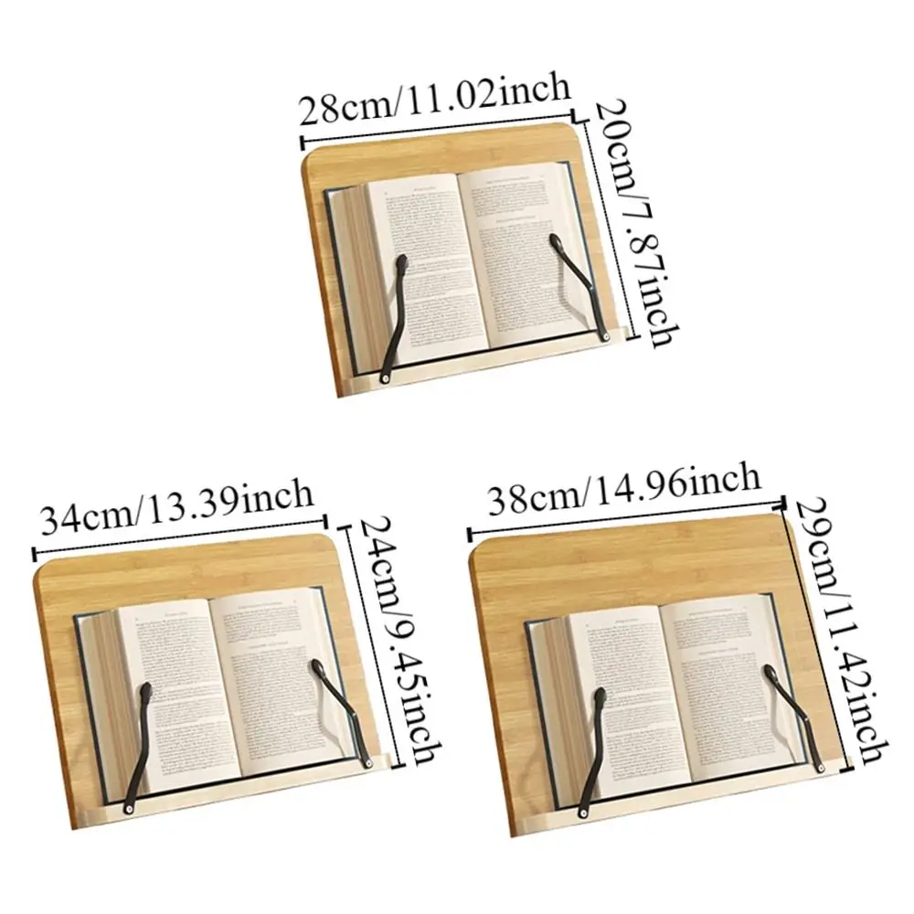 8 Adjustable Tilt Angles Wooden Book Stand Multi-Functional Folding Cookbook Bracket Non-slip Comfortable Reading