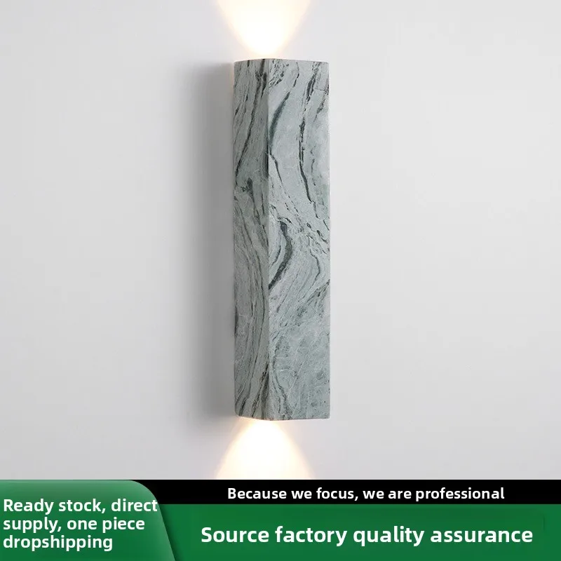 Premium long marble bedside wall lamp Wabi Sansan Wind Bamboo Homestay model room entrance living room staircase wall lamp