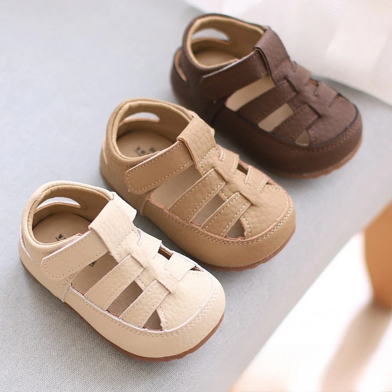 

Summer Boys Girls Baby Flat Slides Children Lightweight Durable Sandals Baby Cute Non Slip Shoes Closed Toe Hollow Kids Sandals