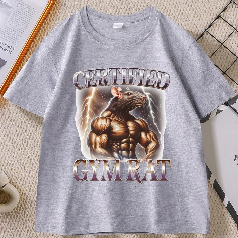 T-shirt imprimé en coton pur pour hommes et femmes, tendance rétro amusante pour les amateurs de fitness, T-shirt personnalisé à la mode pour l'été