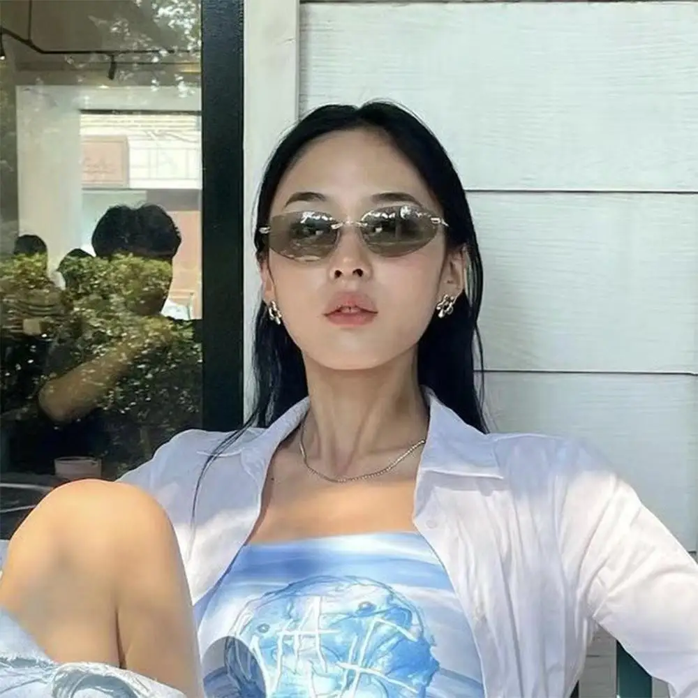 

Korean Luxury Frameless Sunglasses Y2k Futuristic Hip-Hop Shades 2025 New Women Men Sun Glasses High-Quality Trending Eyewear