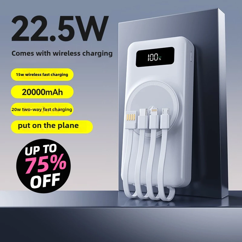 

Новая модель 20000 мАч, удобный и автономный магнитный беспроводной аккумулятор PD35W с быстрой зарядкой для IPhone Xiaomi Samsung