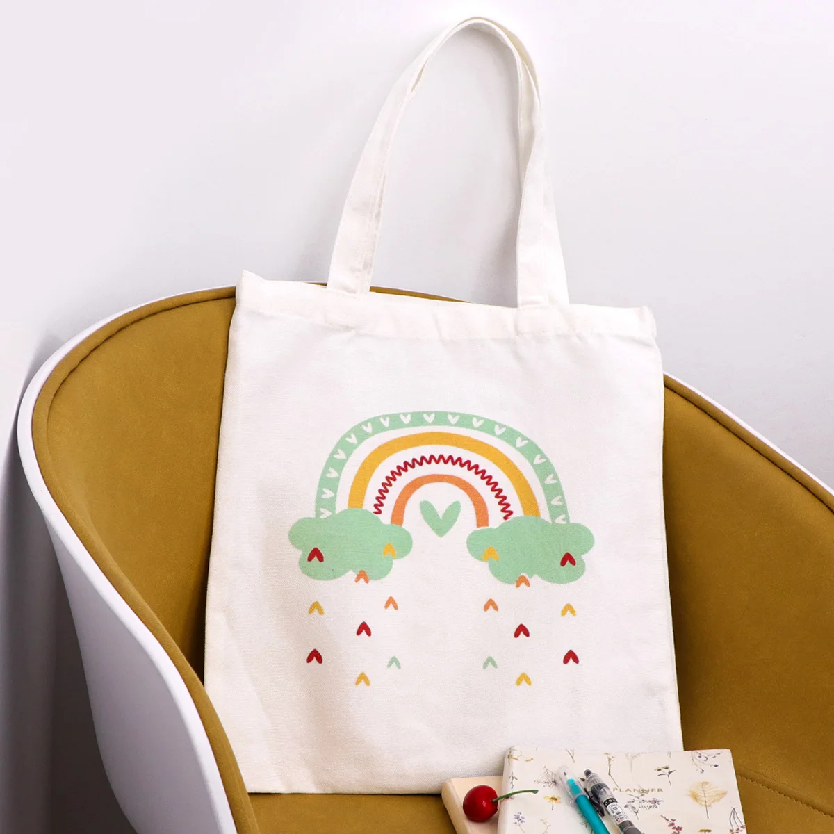 

Rainbow Fashion Shopping Bag Women's Handbag Casual Foldable Shoulder Bag Shopper Canvas Bag School Handbag Gift