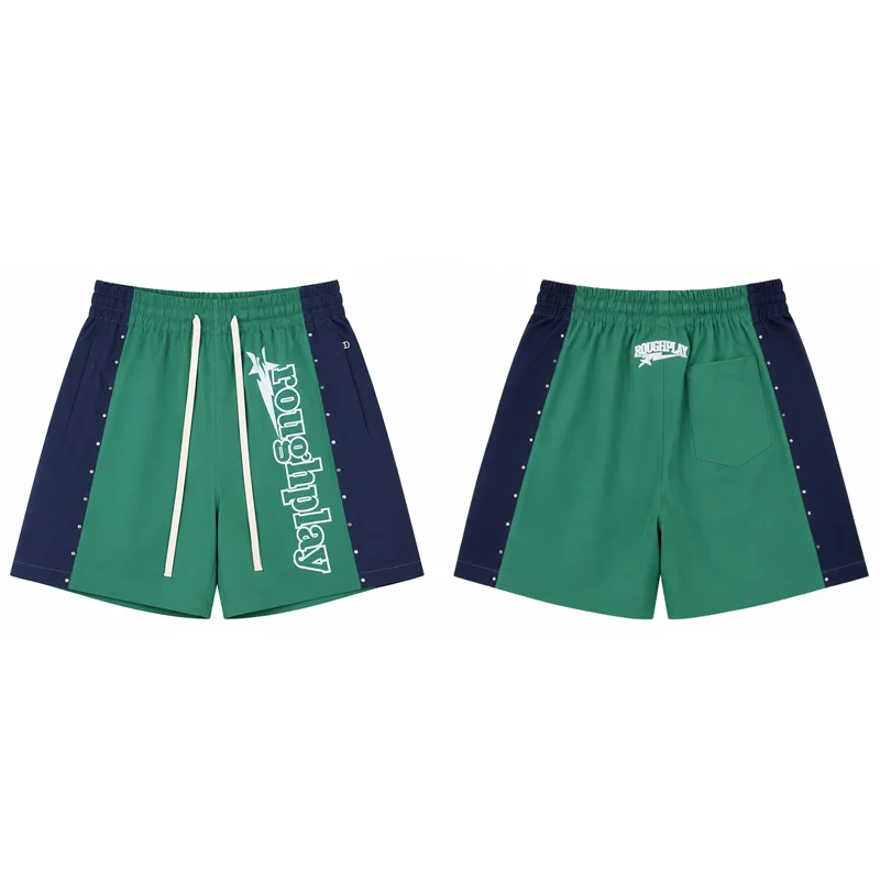 Street Trend Letter Print Rough Play Casual Shorts New Fashion Diamond Studded Side Panel Men's Women's Shorts