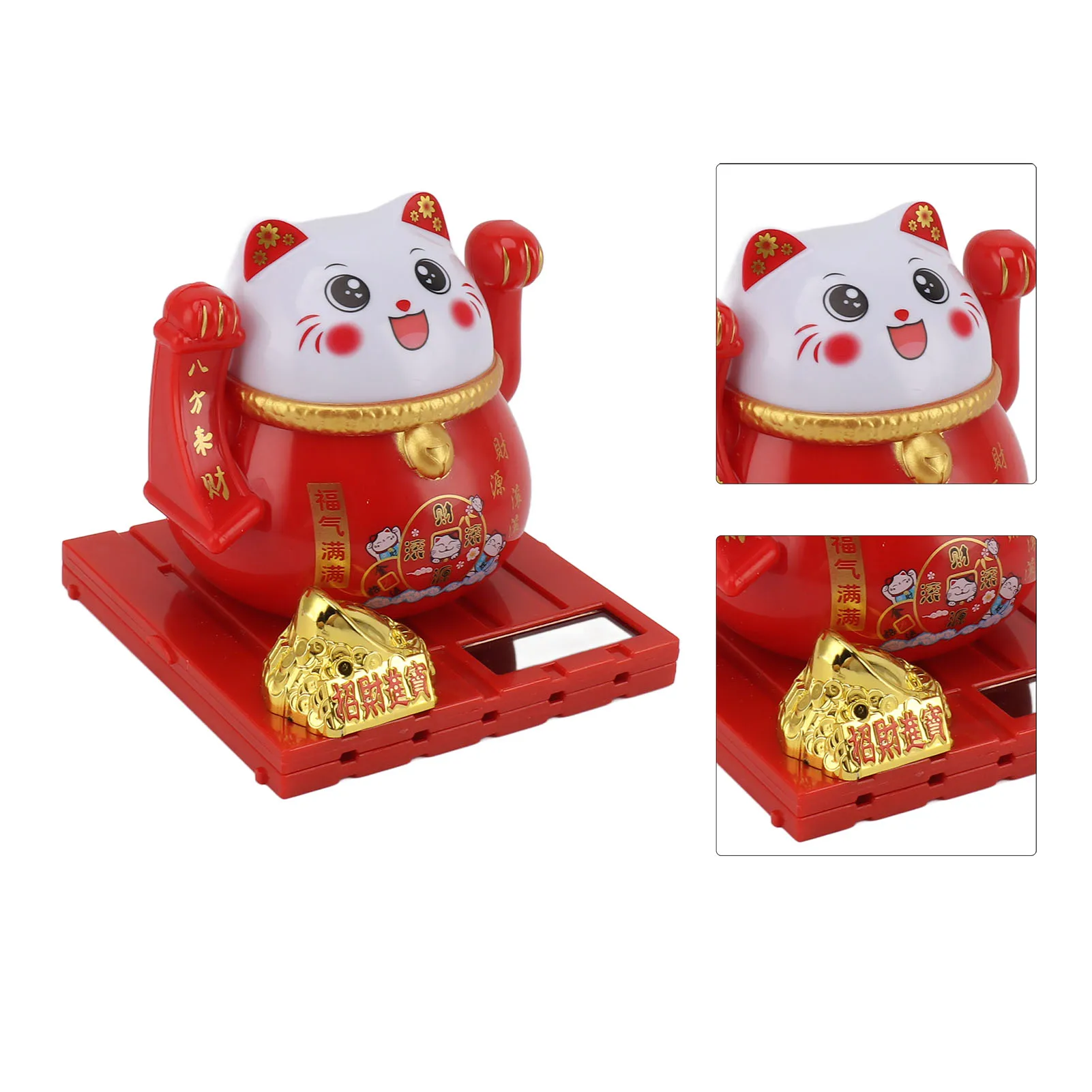 Solar Powered Waving Cat Practical Energy Saving Cute Rustproof Drop Resistant Solar Waving Cat with Transparent Box for Home