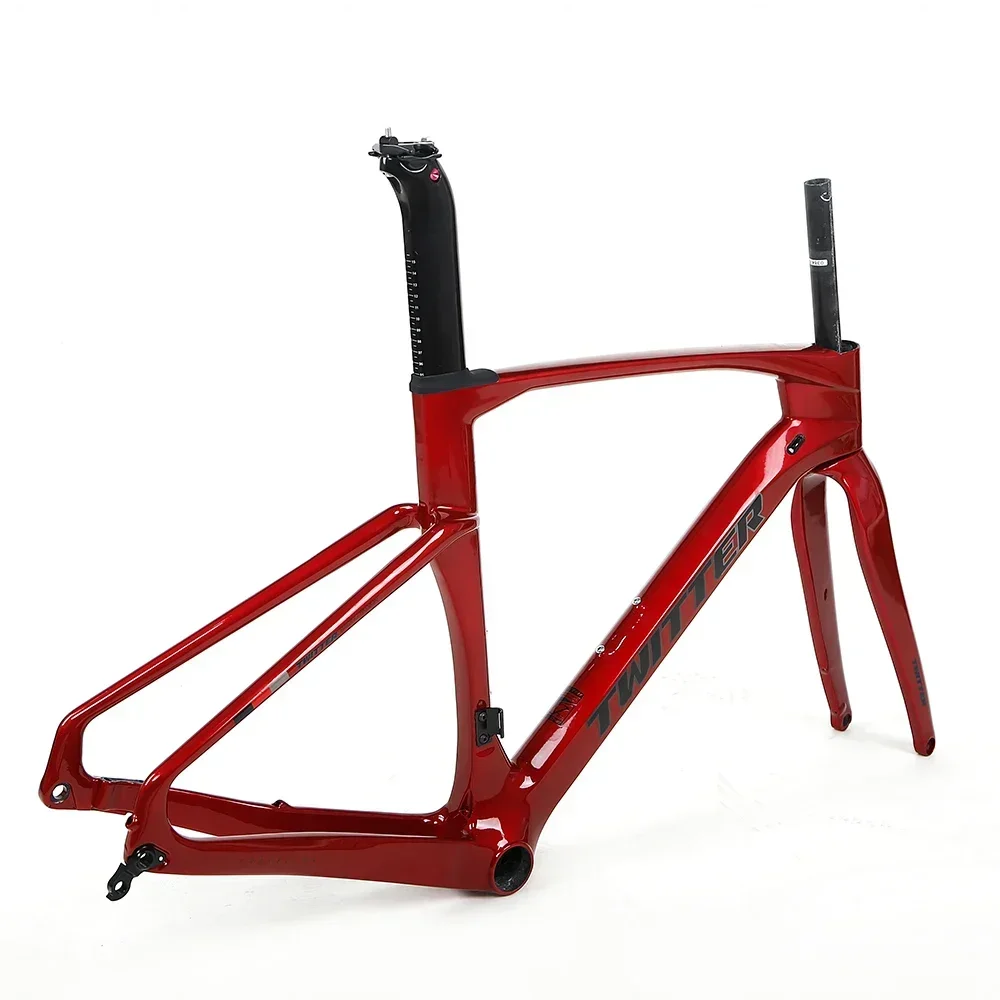 

TWITTER V3 Barrel Axle 12*142mm T900 Carbon Fiber Gravel Frame Disc Brake Version T47 Thread BB386 Press-Fit 45/48/50/52/54cm