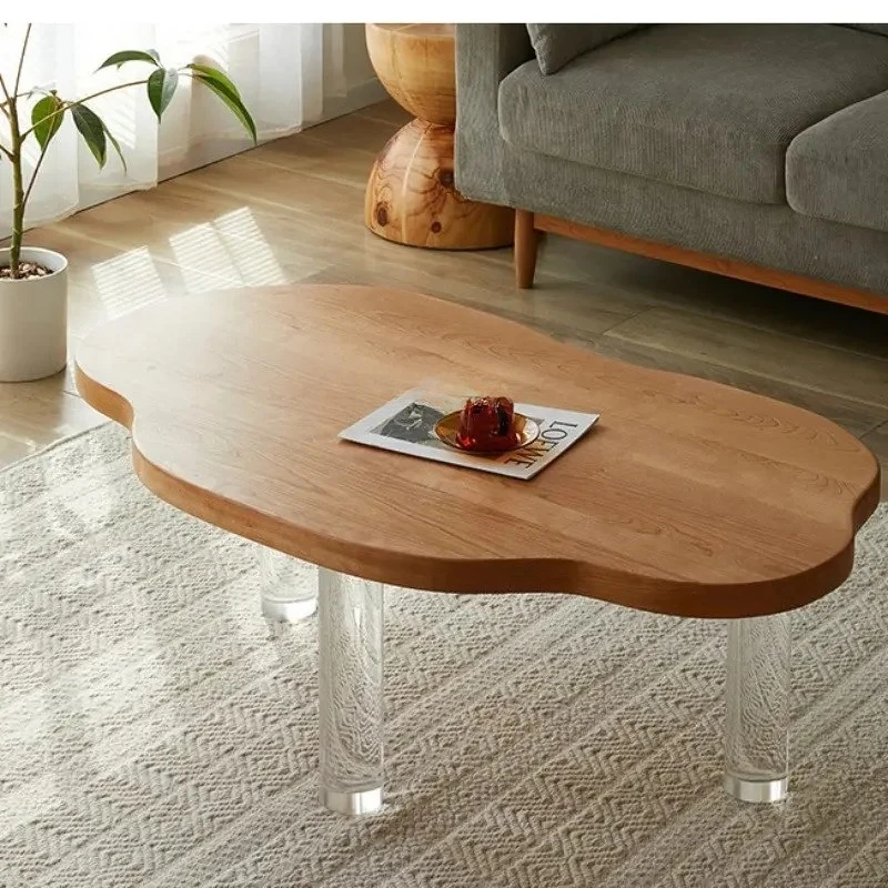 

xxxNordic акриловый журнальный столик с облаком для маленькой квартиры, стол для гостиной из цельного дерева, акриловая креативная витрина специальной формы