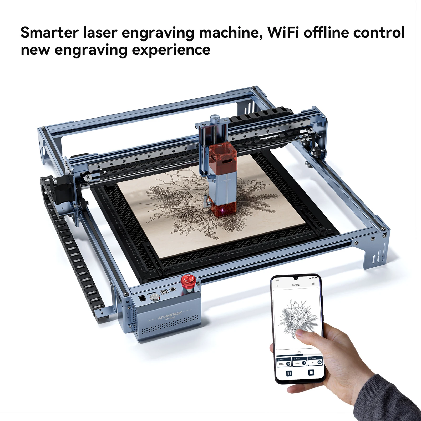 Atomstack Maker A10 V2 Laser Engraver 10-12W High Speed Engraving Cutting Machine Fixed-Focus Ultra-thin Laser with 400x400mm