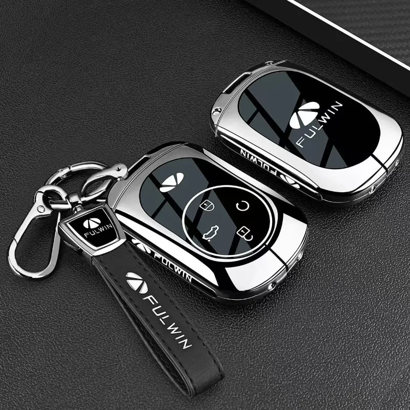

Zinc Alloy Key Fob Cover for Chery Fulwin T9/T8/T10/T11/A8L/A9L/X3plus/X3L, Heavy Duty Metal Protective Case Shell with Keychain