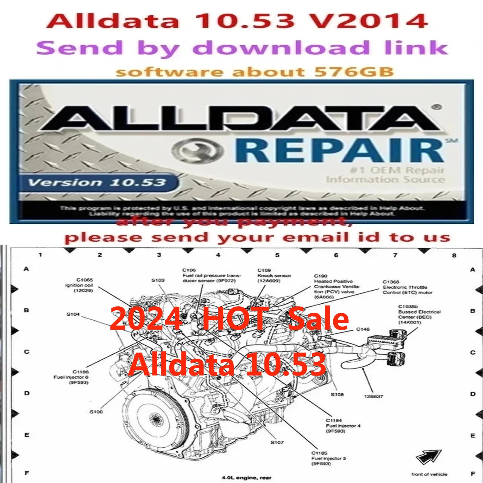 Logiciel de réparation Alldata populaire, 2024 V, toutes les données, module automobile, dernier logiciel hors ligne, Autodata 10.53 ATSG, lien d'envoi 3.45, 2017