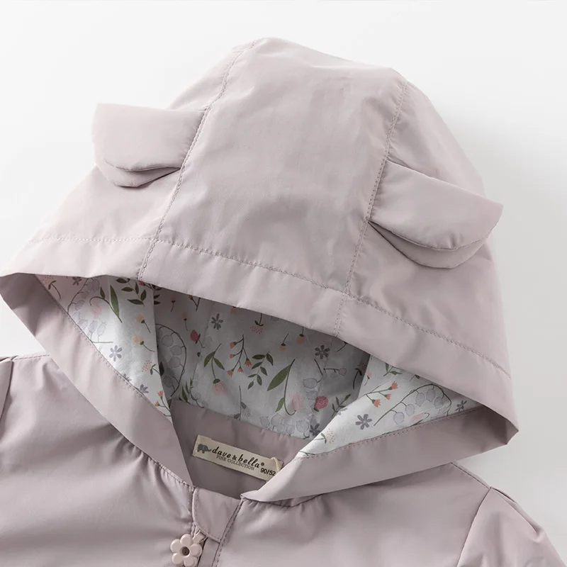 ديف بيلا الفتيات ربيع الخريف مقنعين Windtrench معطف للأطفال عادية الحلو يندبروف ملابس خارجية الاطفال الملابس DB1250262