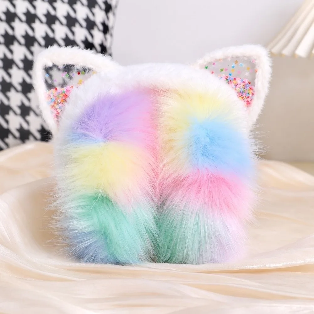 Fashion Cute Cat Ears Design Warm Ear Muffs Thickened Cartoon Pattern Cat Earmuffs Foldable Ear Cover Women Girls