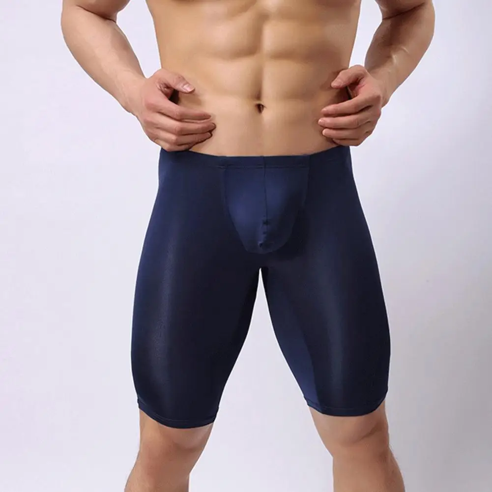 Sport Shorts Solid Color U Convex Seamless Elastic Mid Waist Sport Wear Ultra-thin Boxers Briefs Bodybuilding Yoga Tights Pants