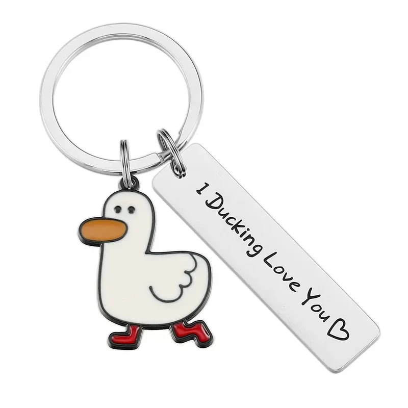 Cute Duck Pun Keychain Couples Jewelry Valentine’s Day Gift Funny Lover Gift I Ducking Love You for Boyfriend Girlfriend