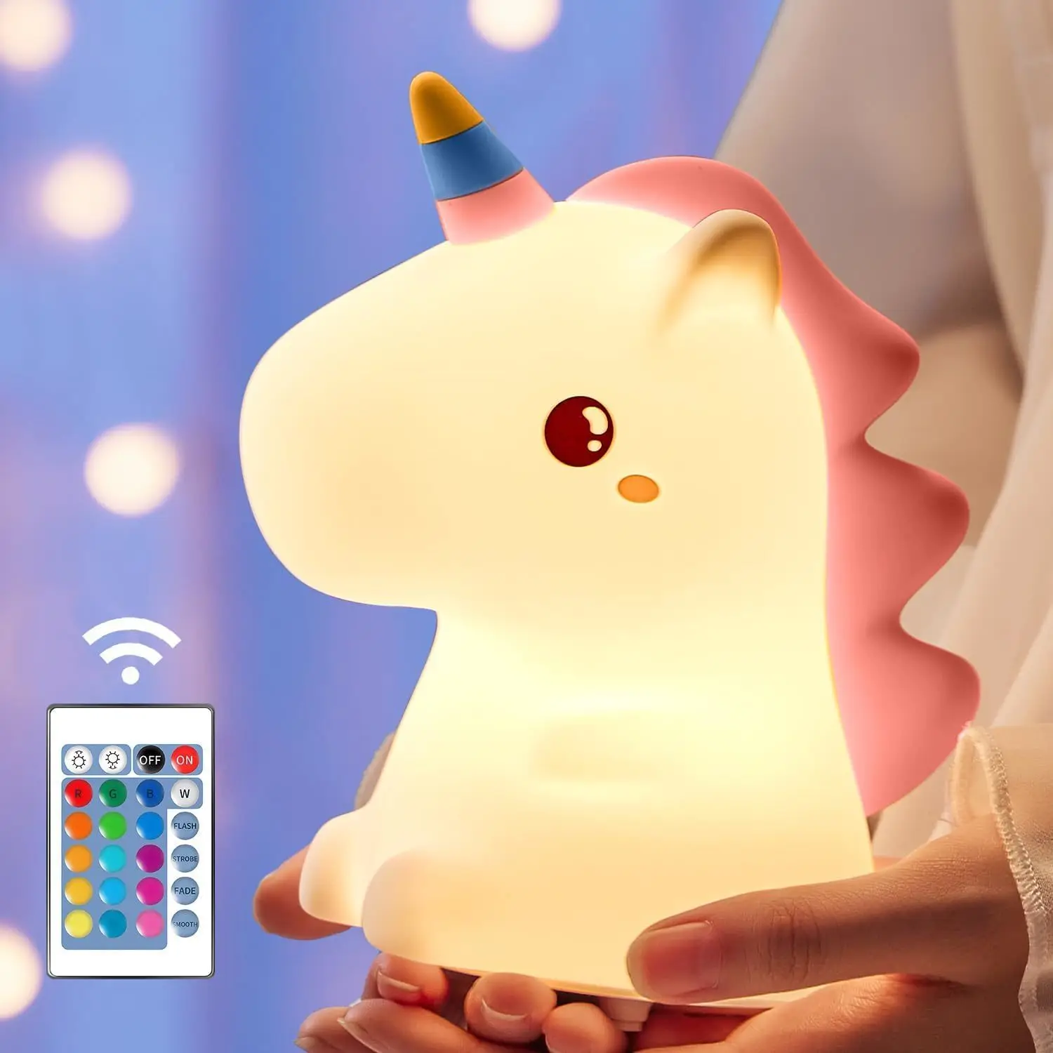 Unicorn Cute Silicone LED Night Light For Kids Children USB Rechargeable Cartoon Animal Bedroom Decor Touch Night Lamp for Gifts