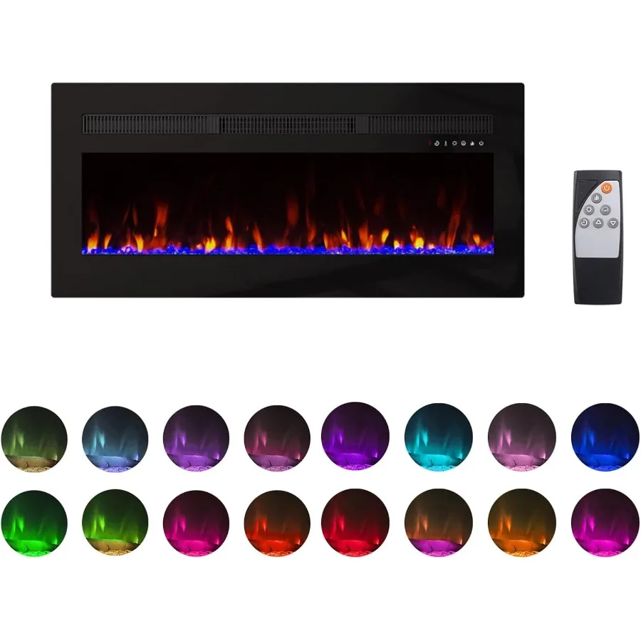 

Wallmounted electric fireplace heater 60 inch wide recessed electric fireplace for modern living room or bedroom 1400W heating