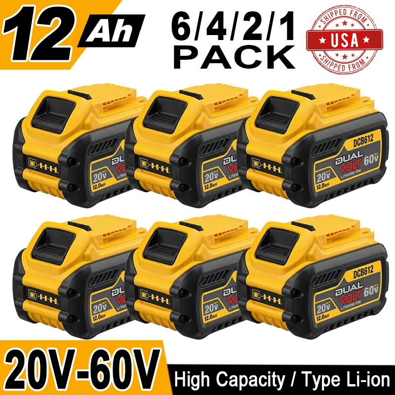 

For DeWalt 60V FlexVolt Original Batteries — 20V/60V MAX FlexVolt Series Models: DCB609, DCB606, DCB205, DCB206, DCB209, DCB182