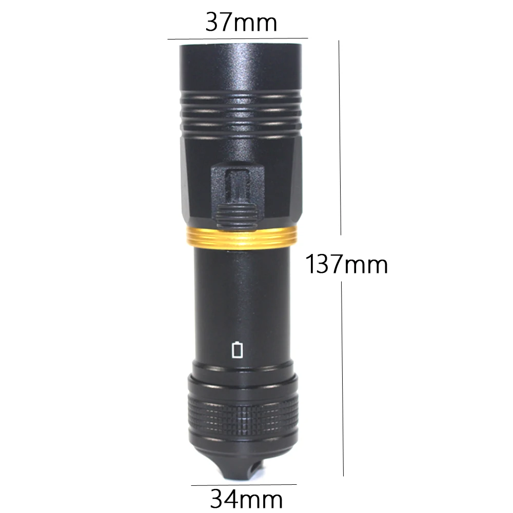 6000 Lumens Diving Flashlight XHP70 LED Scuba Dive Light, IPX8 Waterproof Underwater 100m Rechargeable Torch Stepless Dimming