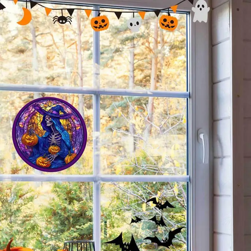 Halloween Window Stickers Waterproof Halloween Skull Window Sticker Oil-proof Reusable Electrostatic Window Decal For Glass Door