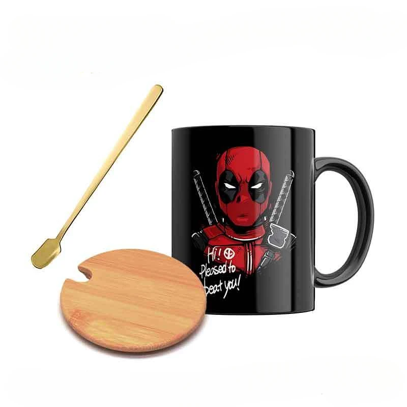 Marvel The Avengers Deadpool Cartoon Creative Trendy Cool Ceramic Coffee Cup Personalized Anime Movie Character Mug Holiday Gift