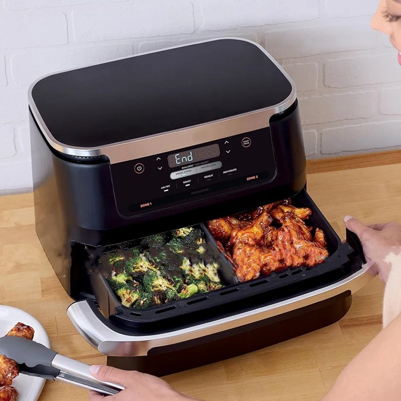 ABGR-2PCS Forros de Silicone para Fritadeira de Ar para Ninjia DZ071 DZ550 Fritadeira de Ar Dupla Reutilizável Antiaderente Acessórios para Cesta de Fritadeira de Ar