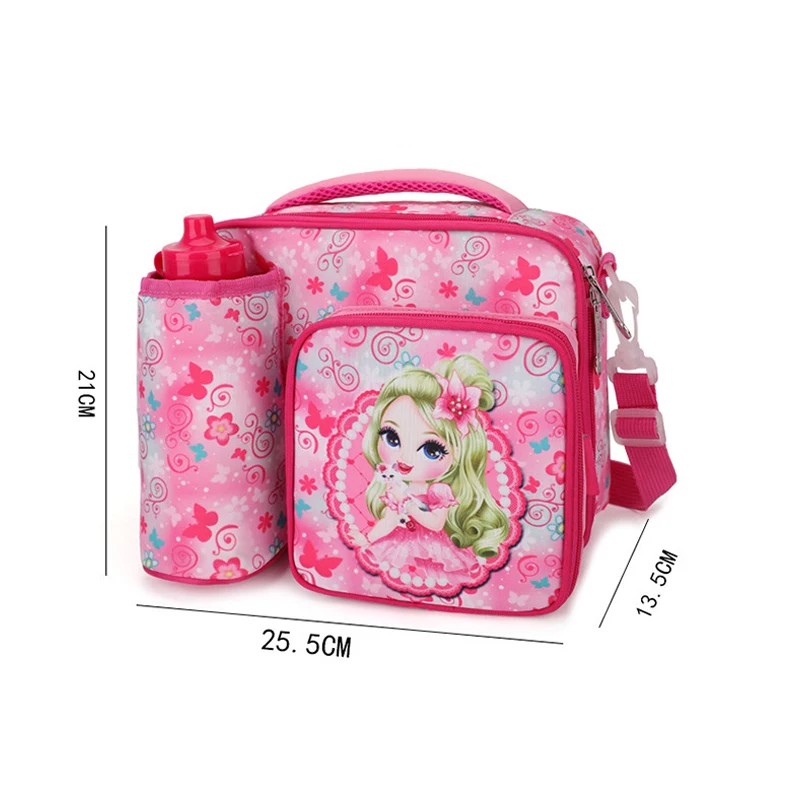 Portable Insulated Lunch Bag for Girls Kids Unicorn Pattern School Lunch Bag with Water Bottle Pocket