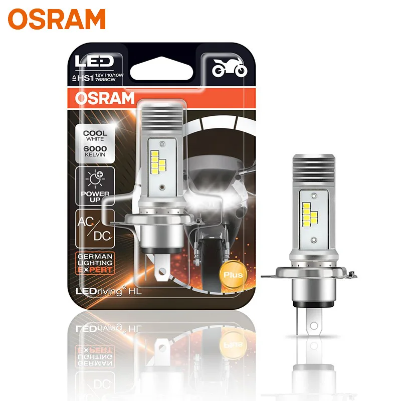 Osram LED HS1 LEDriving Motor Bike Headlight 10/10W 12V PX43T AC/DC Bulb Motorcycle 6000K Cool White Lamp Blister Pack 7685CW
