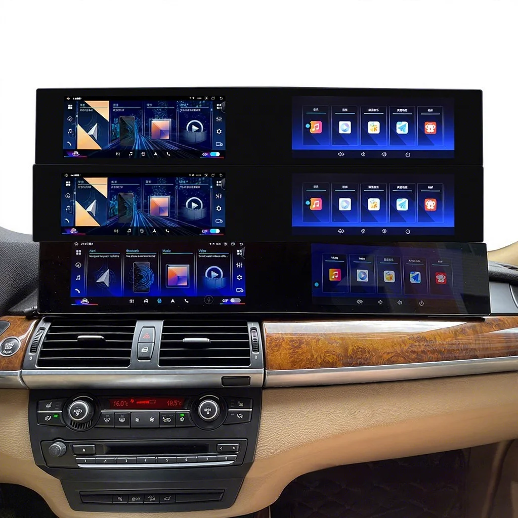 Smart Car Navigation Large Dual LCD Display DSP CarPlay YLD for 07-13 BMW X5 X6 Dashboard Central Control Screen