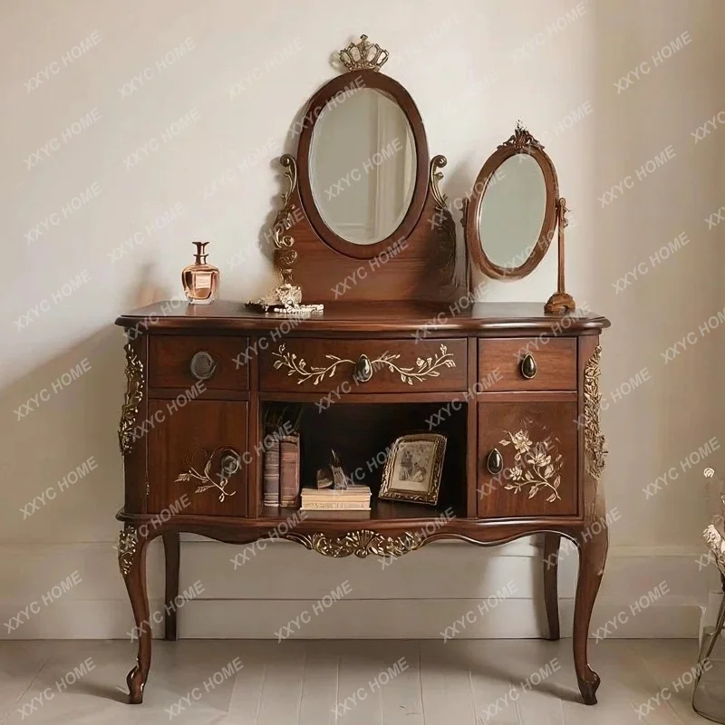 Vintage Carved Solid Wood Makeup Table Vintage Carved Solid Wood Dressing Table  Living Room Writing Desk