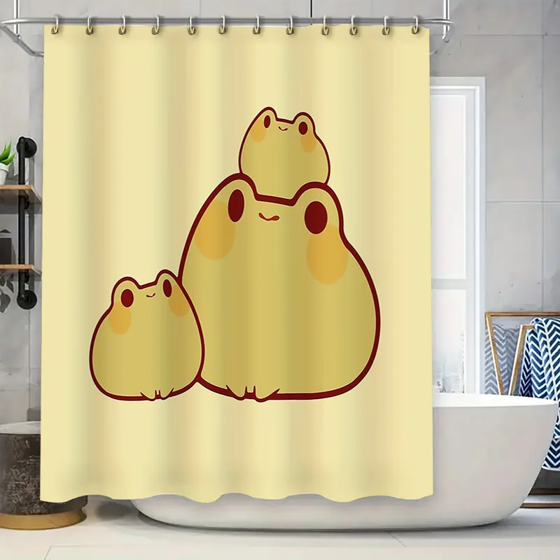 Cute Frog Shower Curtain Waterproof Forest Animal Bath Decor Woodland Nature Bathroom Set Vintage Farmhouse Home Textile