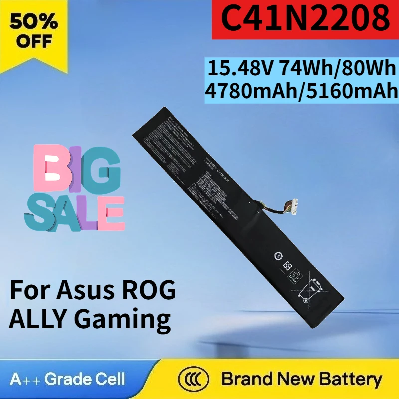 Nouvelle batterie Li-ion C41N2208 15.48V 74Wh/80Wh 4780mAh/5160mAh pour Asus ROG ALLY Gaming Handheld RC71L Batterie d'ordinateur portable de haute qualité