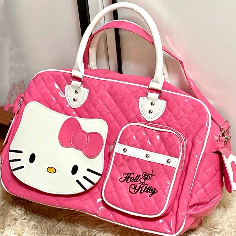 Sanrio Hello Kitty bolso cruzado de gran capacidad bolsos de hombro rosas para mujer Y2k dulce chica bolso de cuero de PU