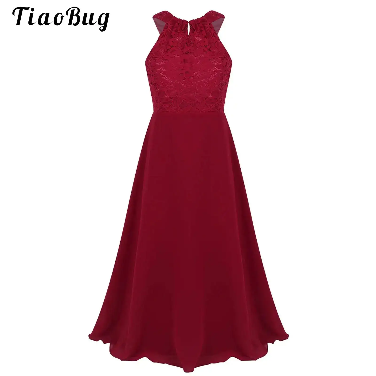 

Little Girls Princess Wedding Dress Sleeveless Ruched Bodice Flower Bridesmaid Dress Lace Ceremony Party Costume Prom Gown