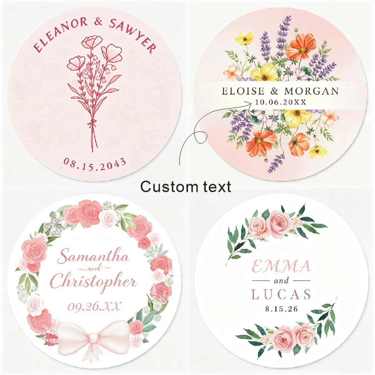 Wedding Favor Box - Adesivos personalizados com nomes e data