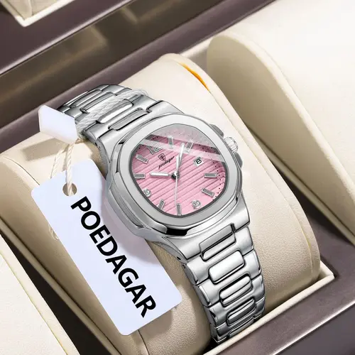 Imagen 2 del producto Reloj de pulsera POEDAGAR cuadrado a la moda para mujer, Reloj luminoso resistente al agua con fecha para mujer, relojes de cuarzo de lujo de alta calidad para mujer