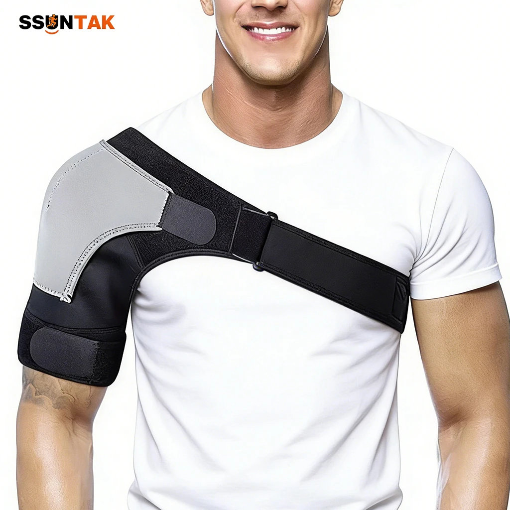 

SSUNTAK Adjustable Shoulder Brace with Pressure Pad Compression Support Wrap for Men Women Left Right Shoulder Sport Recovery