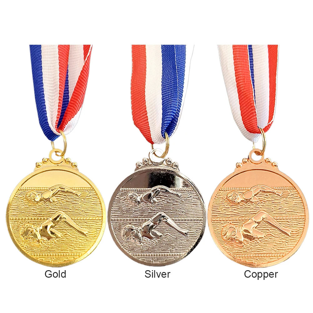 5cm Swimming Medal Award Medals with Neck Ribbon Metal Winner Medals 1st/2nd/3rd Place Medals for Competitions Party Race